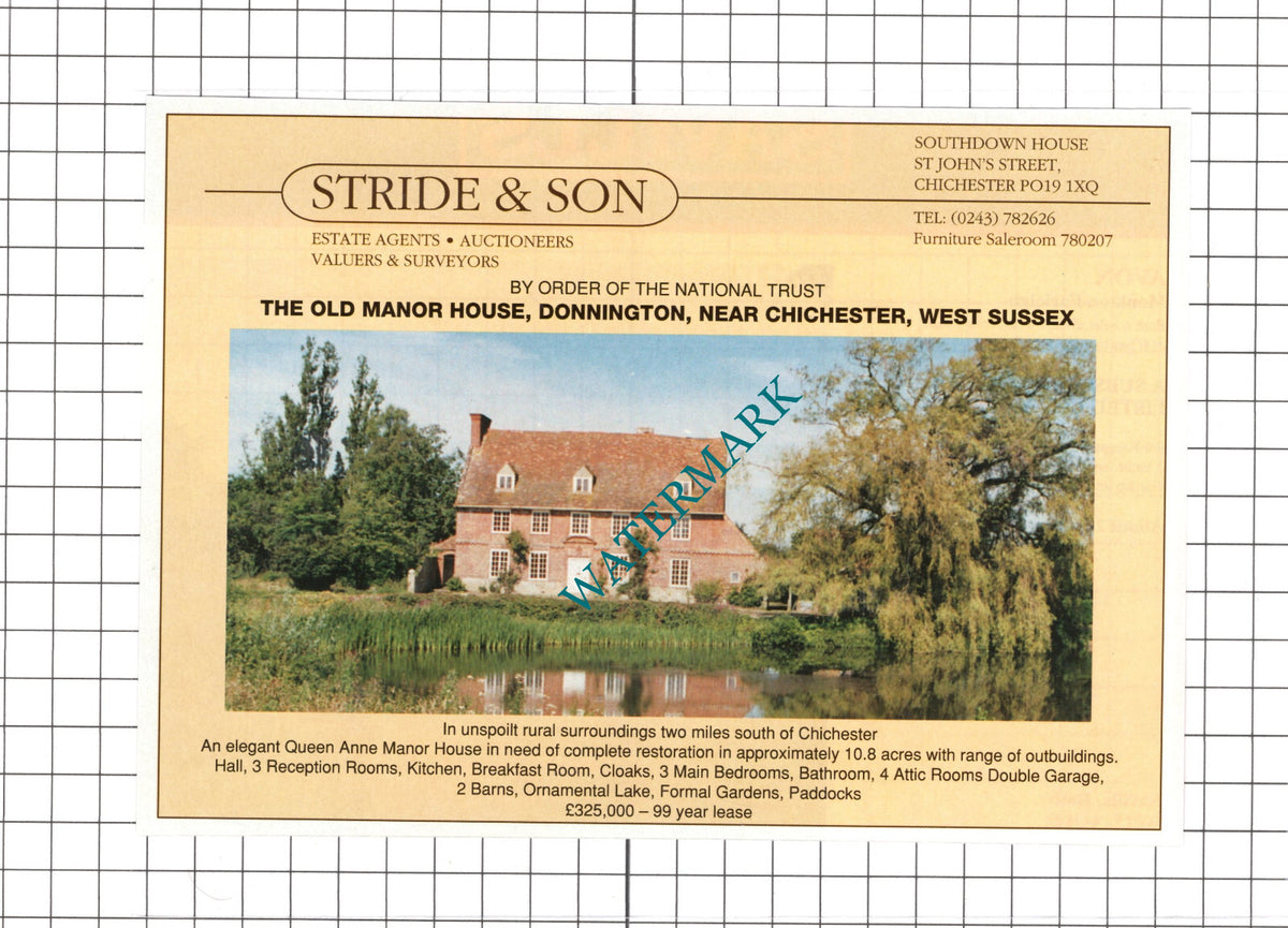 The Old Manor House Donnington Sussex Sale Advert -  1991 Clipping