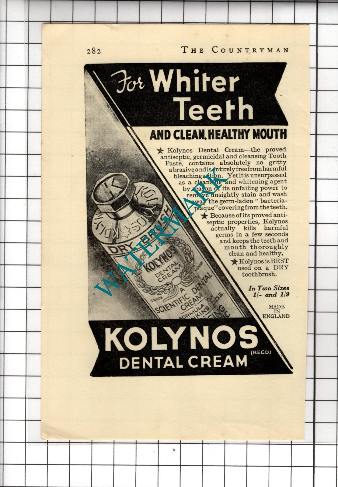 Kolynos Dental Cream Advert -   1934 Small Advert