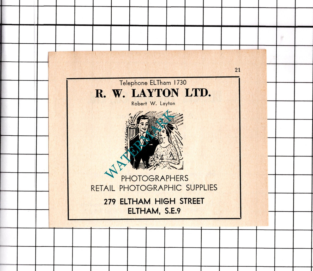 Robert Layton R W Layton Ltd Photographers Eltham London - 1967 Small Advert