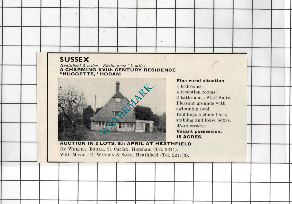 Huggetts Horam Sussex  - 1969 SMALL House Sale Advert