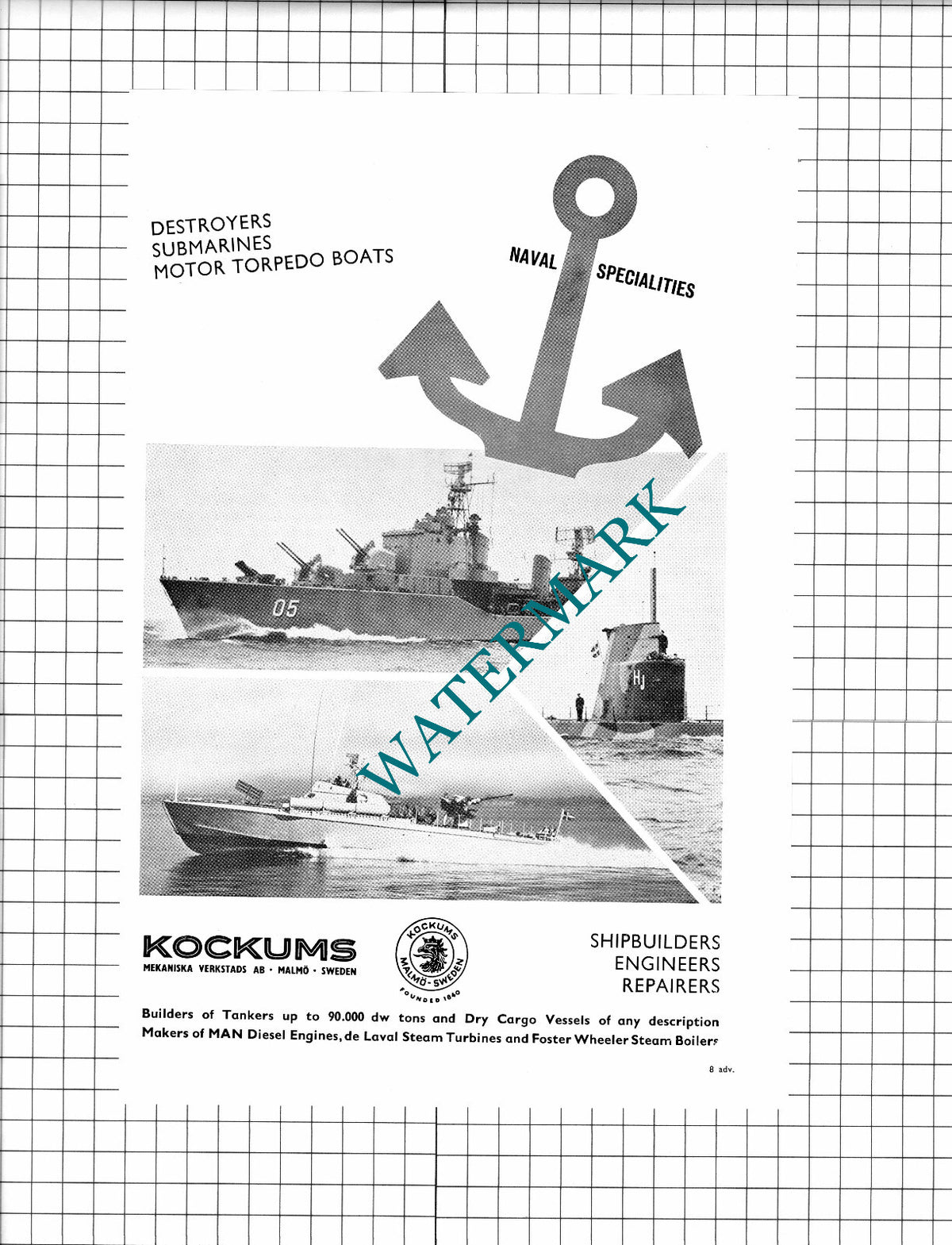 Kockums Sweden Shipbuilders Advert - 1960 Clipping / Print