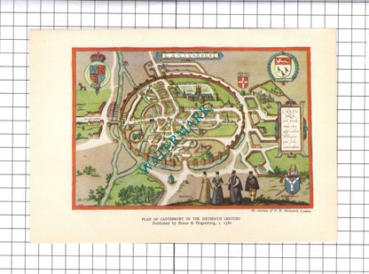 York England / Canterbury Kent   - c.1945 Book Print