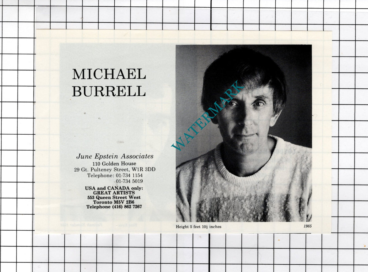 Michael Burrell Actor / Andrew Burt Actor Advert - 1986 Cutting