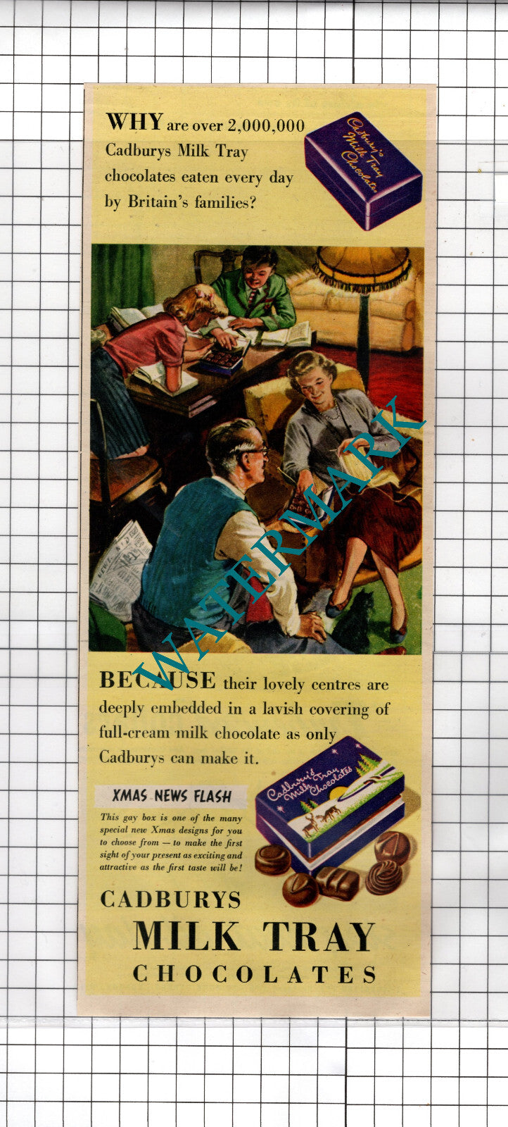 Cadburys Milk Tray Chocolates ADVERT  - 1951 Cutting