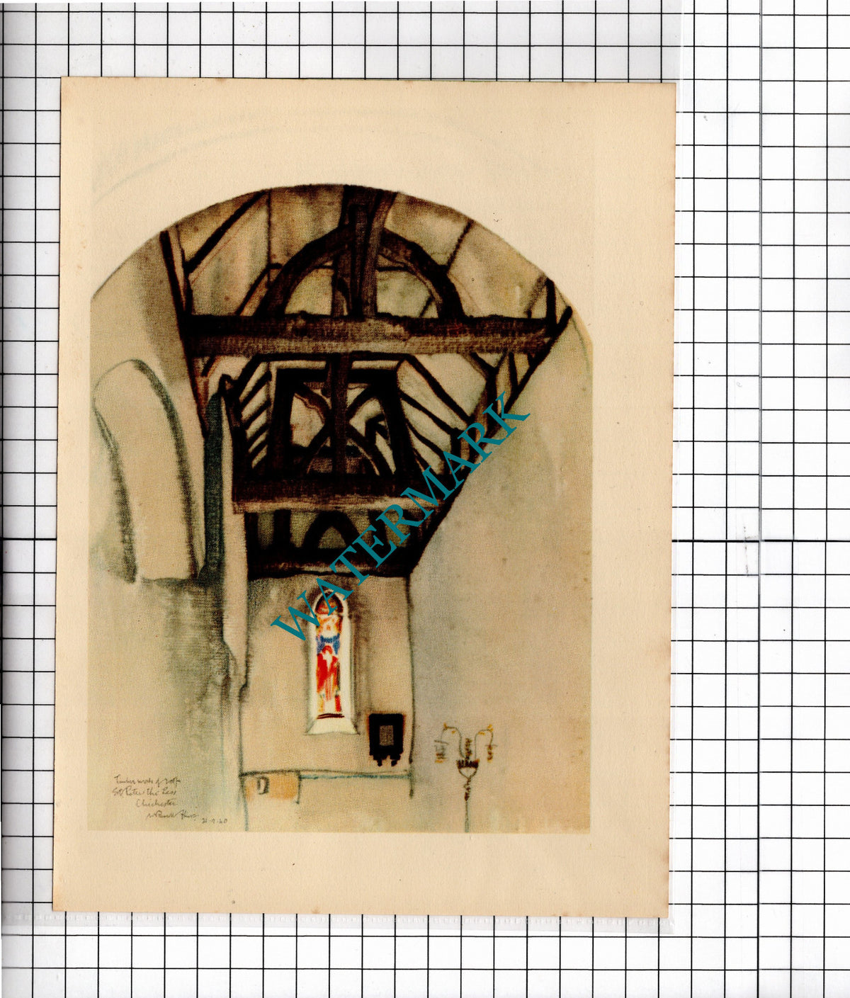 St Peter-The-Less Church Chichester Russell Flint - c.1949 Clipping / Print