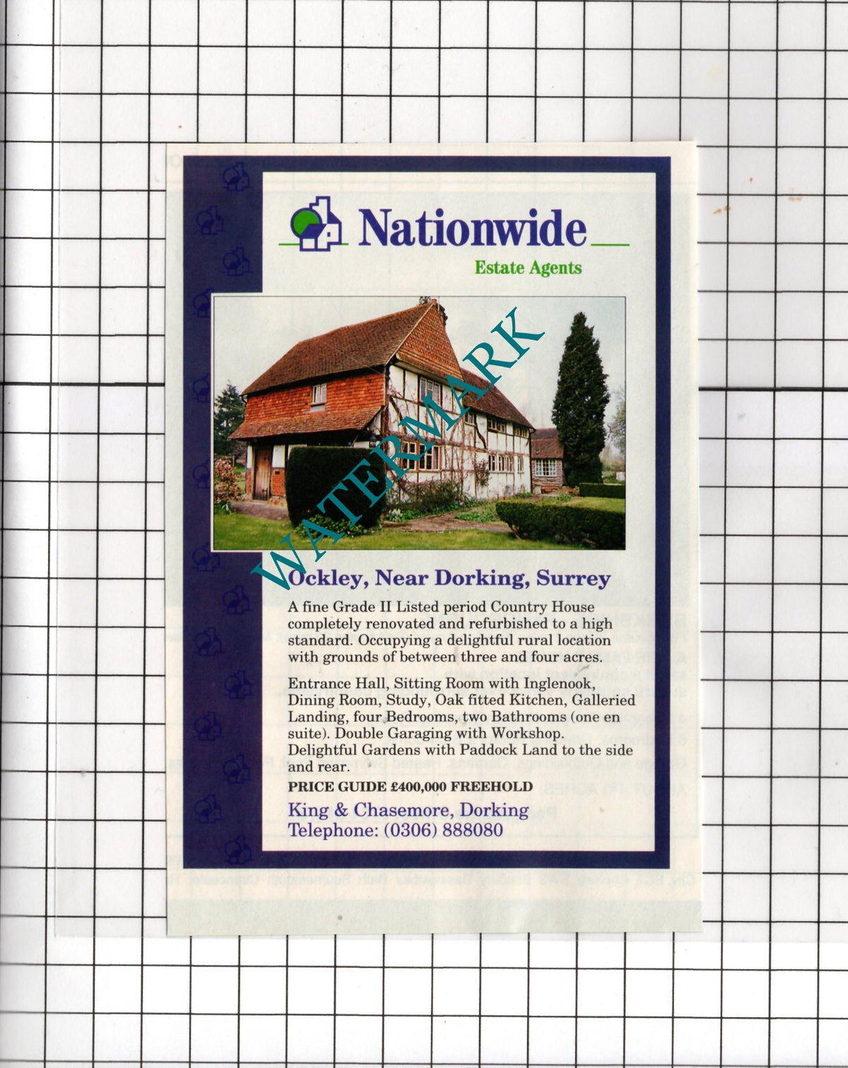 Ockley Dorking Surrey House Sale Advert - 1991 Small Cutting