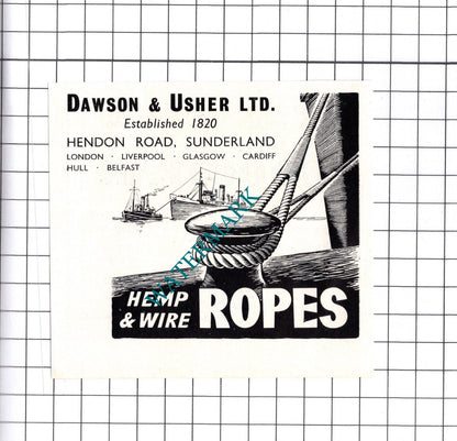 Dawson & Usher Ltd Sunderland / Goodyear & Hick Liverpool - c.1957 Small Advert
