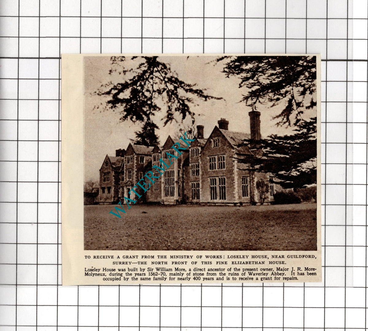 Loseley House Guildford Surrey - 1956 News Cutting