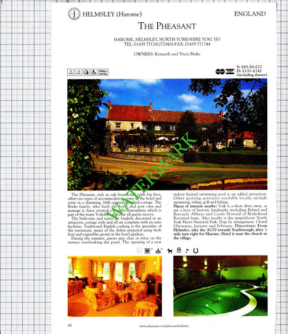 Sawrey House Hotel Hawkshead / The Pheasant Harome Helmsley  - 2001 Cutting