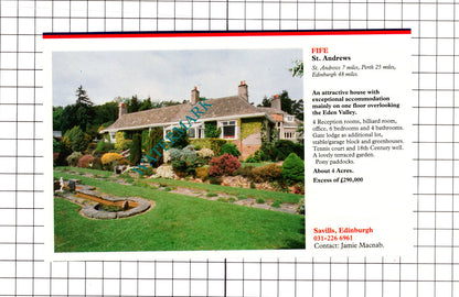 J F Herring Tonbridge Kent / St Andrews Fife House Sale Advert - 1991 Clipping
