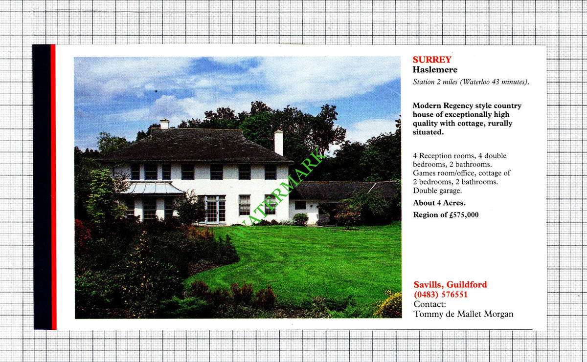 Haslemere Surrey House Sale Advert - 1991 Cutting