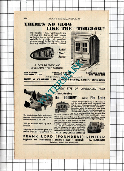 Dorrator Iron Co Ltd Falkirk / Frank Lord Founders Ltd Rishton - 1954 Advert