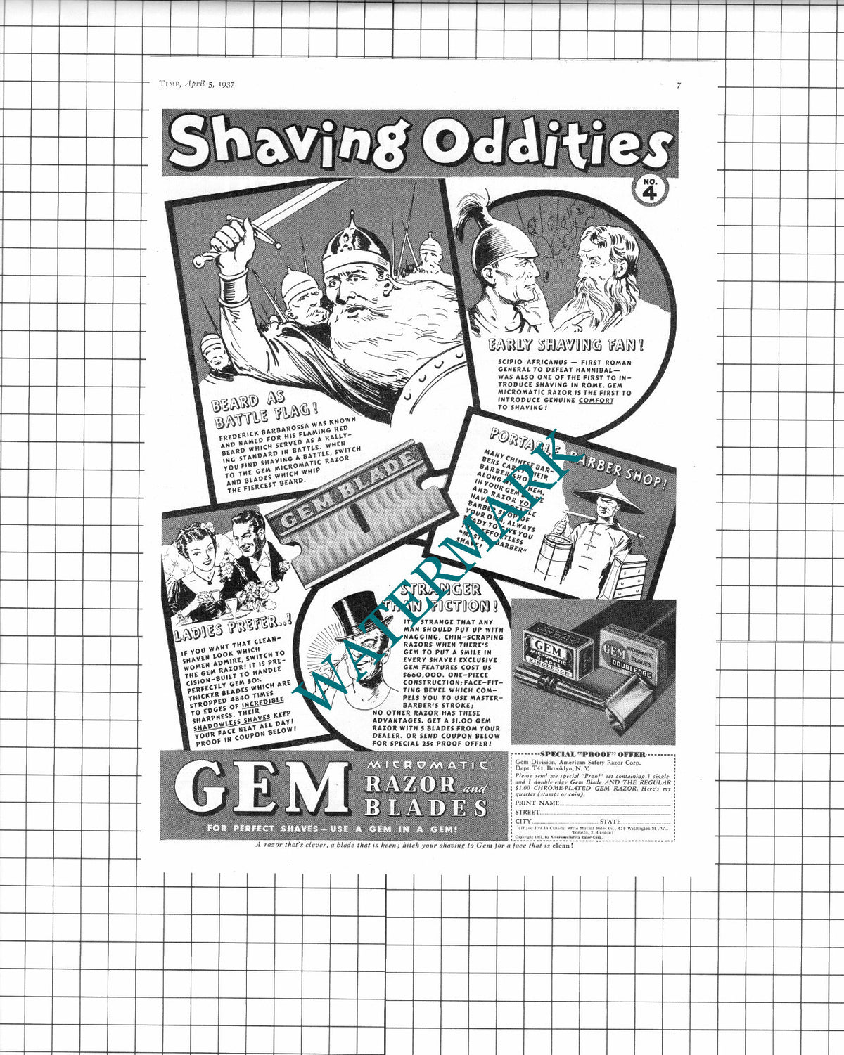 Gem Razor Blades Brooklyn New York Advert - 1937 Clipping / Print