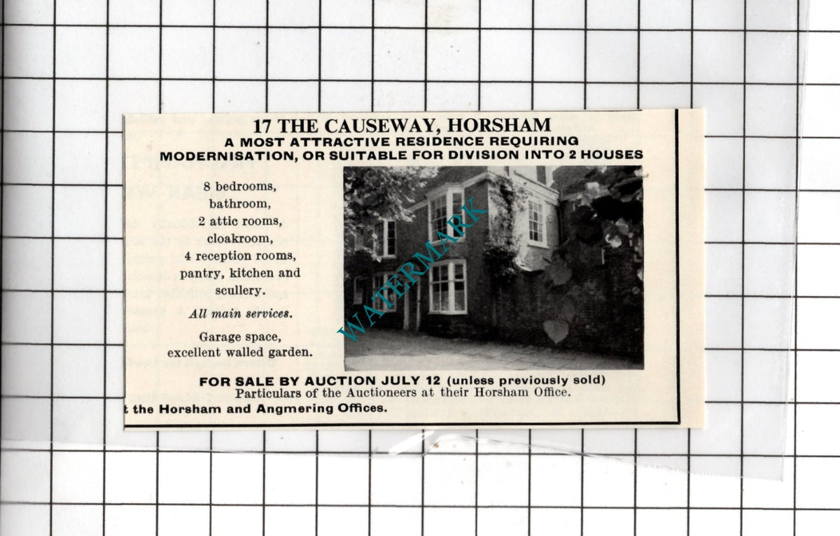 17 The Causeway Horsham Sussex  -  1967 SMALL House Sale Advert