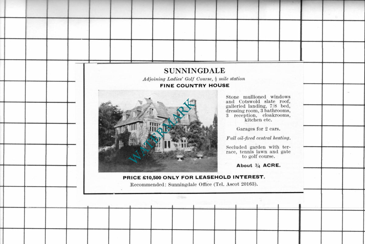 Sunningdale Berkshire SMALL House Sale Advert - 1967 Clipping