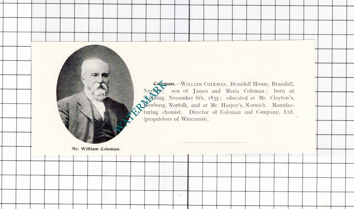 William Coleman Brundall House Brundall Norfolk Scarning  - 1911 Clipping