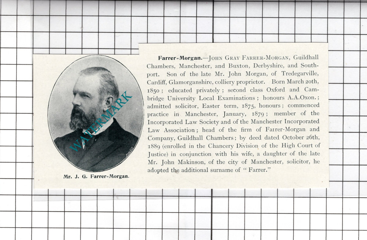 John Gray Farrer-Morgan Guildhall Chambers Manchester- c.1900 Cutting