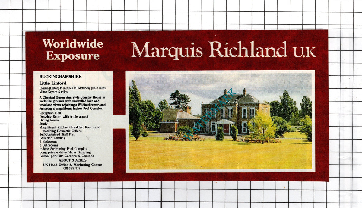 Little Linford Buckinghamshire   - 1991 House Sale Advert