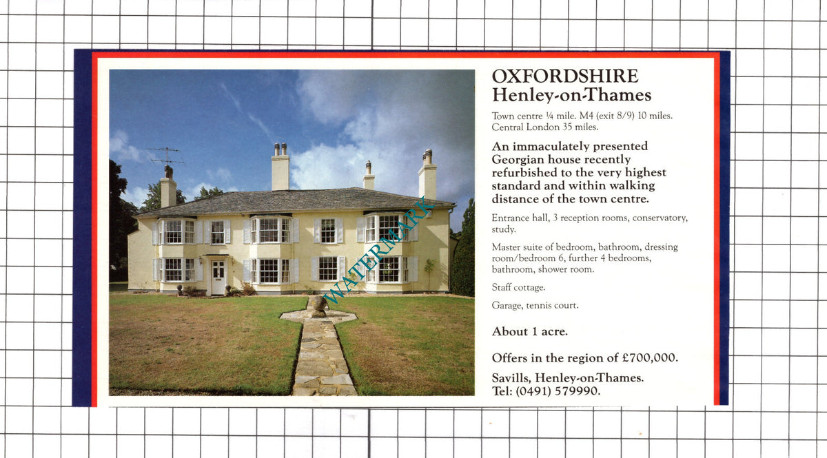 Henley-on-Thanes Oxfordshire / Great Bentley Essex House Sale Advert -c.1990