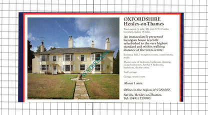 Henley-on-Thanes Oxfordshire / Great Bentley Essex House Sale Advert -c.1990