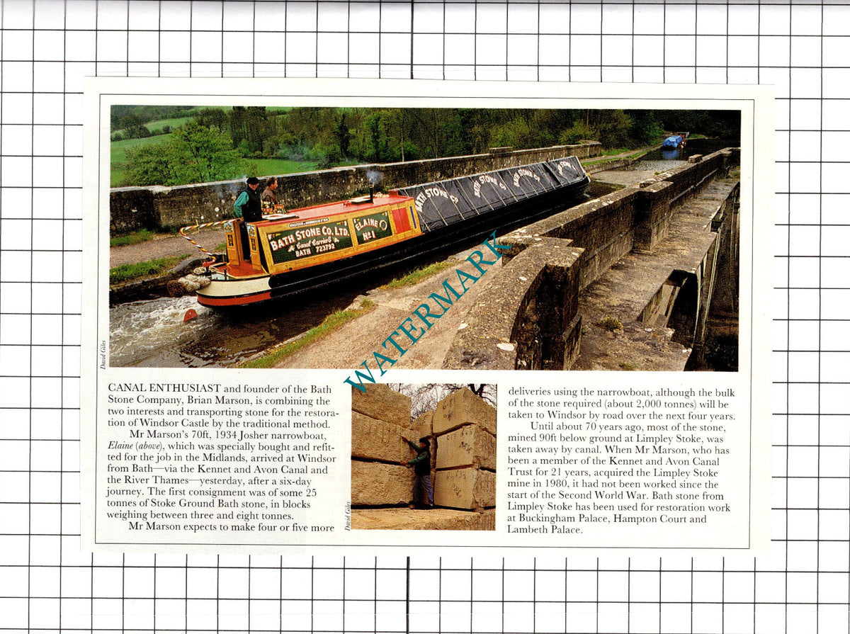 Bath Stone Company  Brian Marson Windsor Castle Kennet & Avon  - 1994 Clipping
