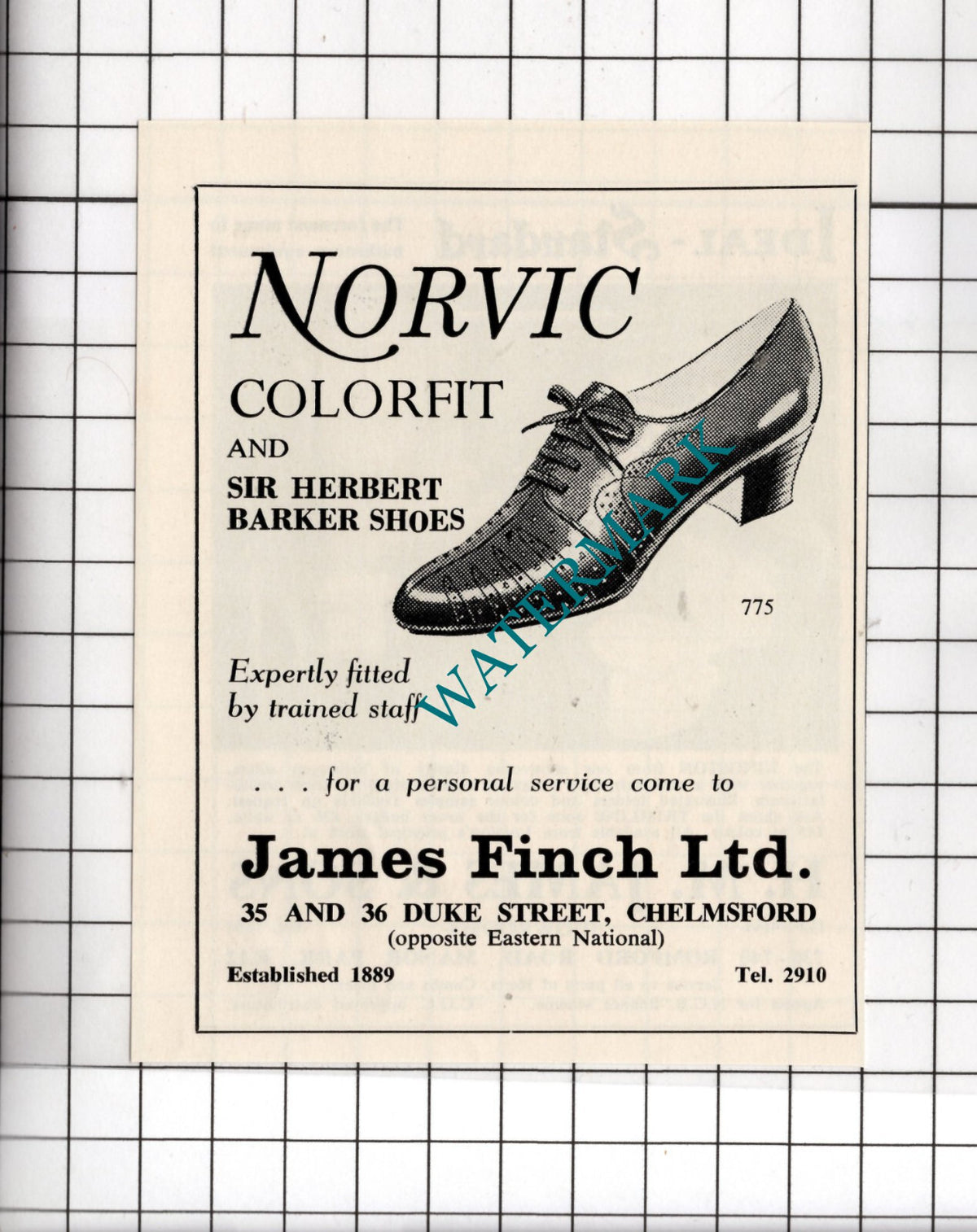 James Finch Ltd Chelmsford Essex Norvic Shoes Small Advert - 1964  Cutting