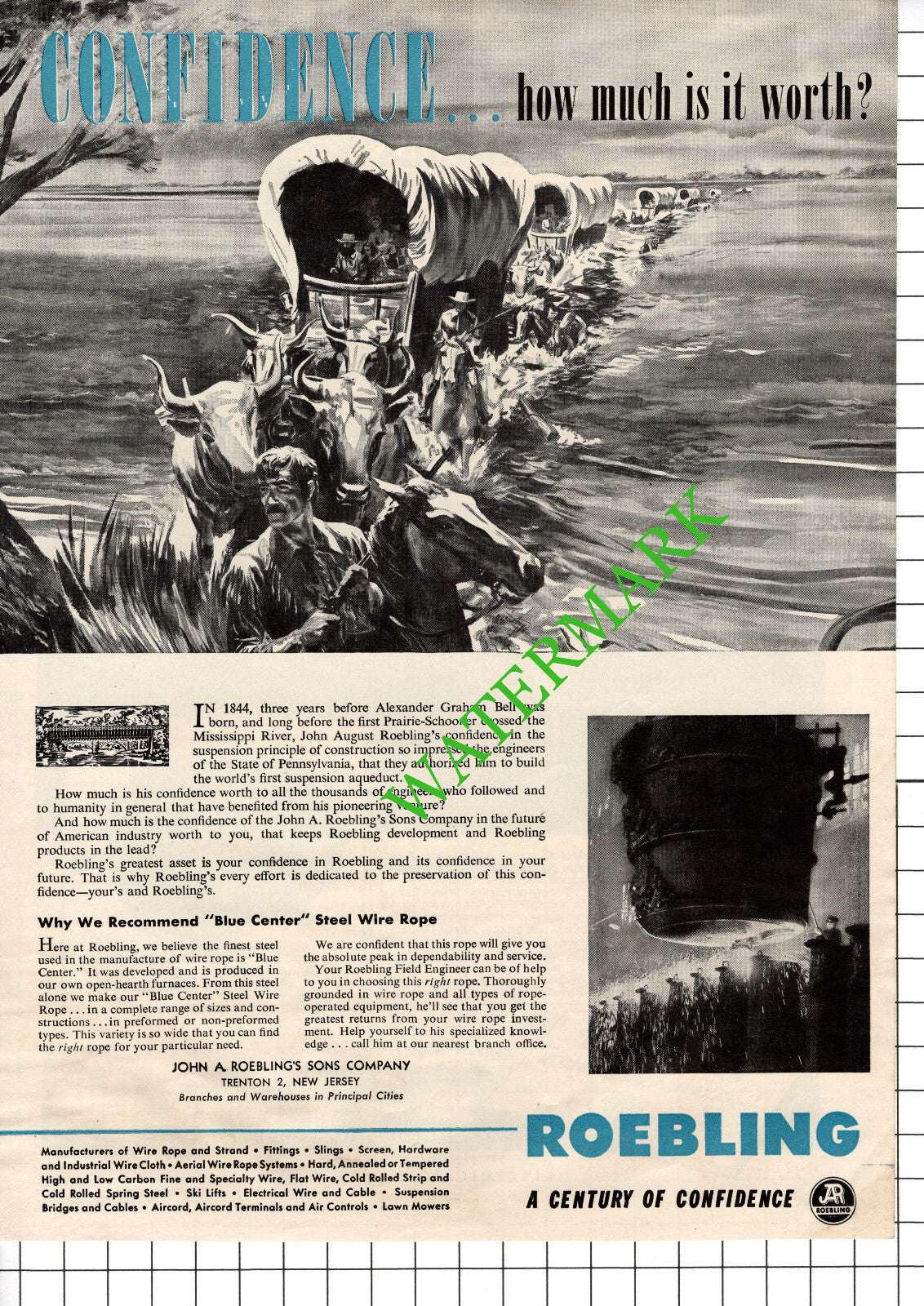 Roebling John A Roebling's Sons Company New Jersey USA Advert - 1947 Cutting