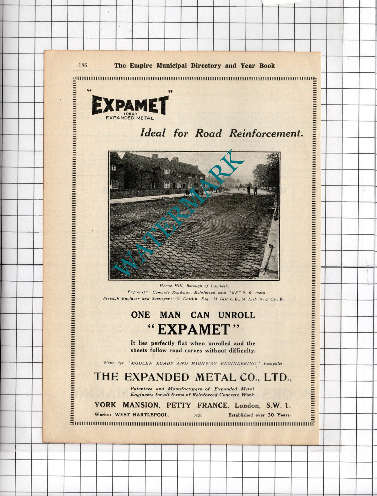 The Expanded Metal Co Ltd York Mansion Petty France Herne Hill   - 1927 Advert