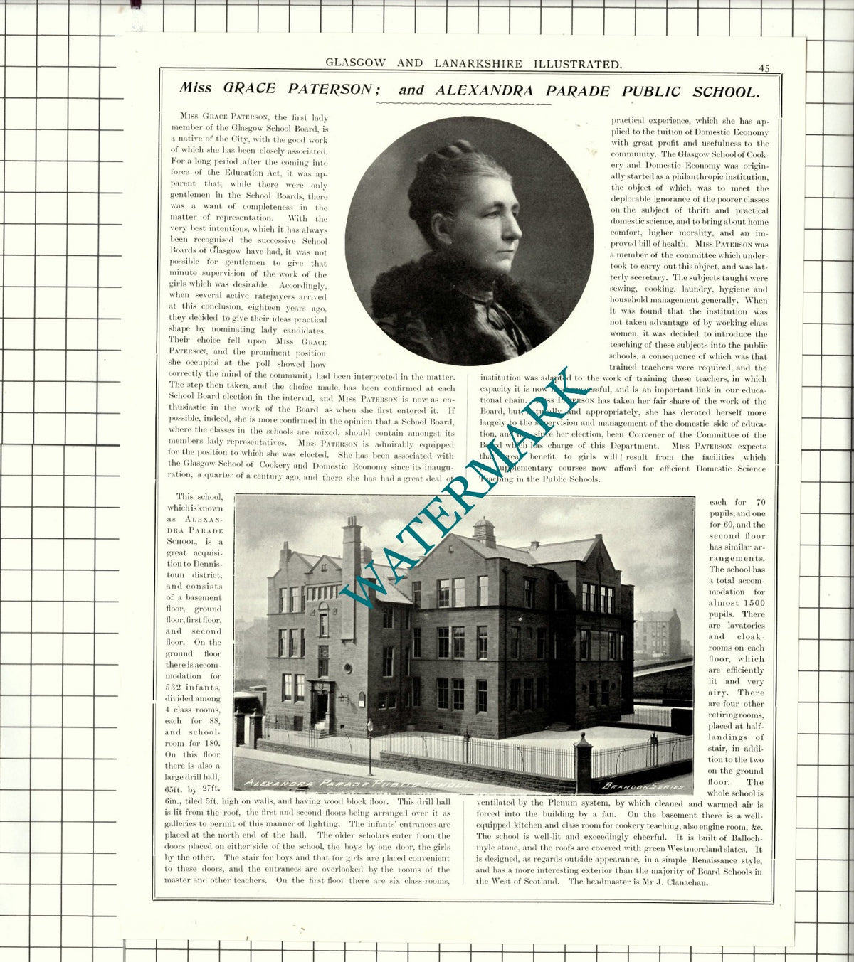 Miss Grace Paterson Alexandra Parade School Glasgow / Hugh Brechin  1904 Article