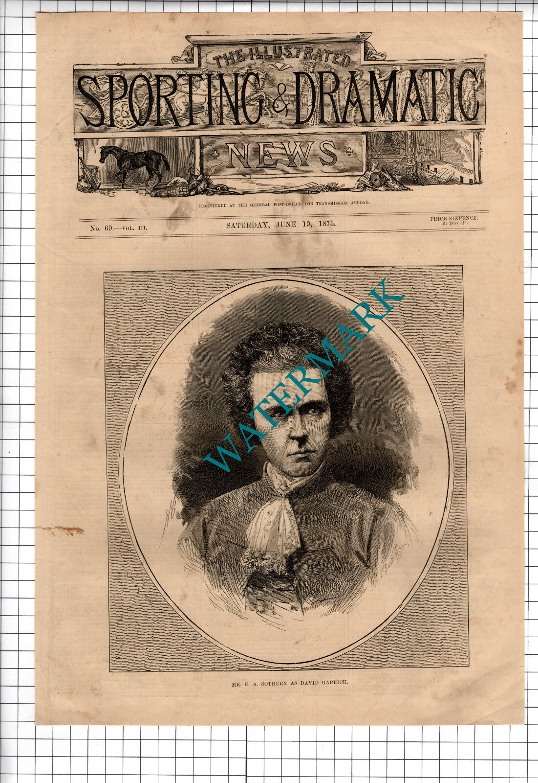 Mr Edward Askew Sothern Actor  - 1875 Print / Article