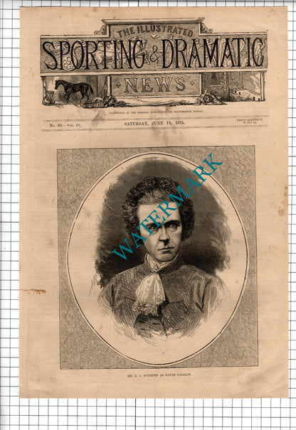 Mr Edward Askew Sothern Actor  - 1875 Print / Article