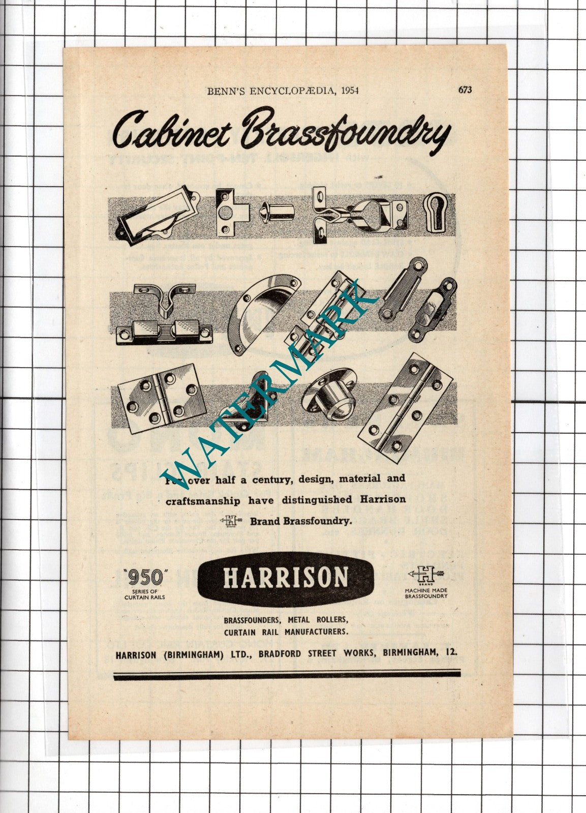 Harrison (Birmingham) Ltd Bradford Street Works Birmingham -  1954 Advert