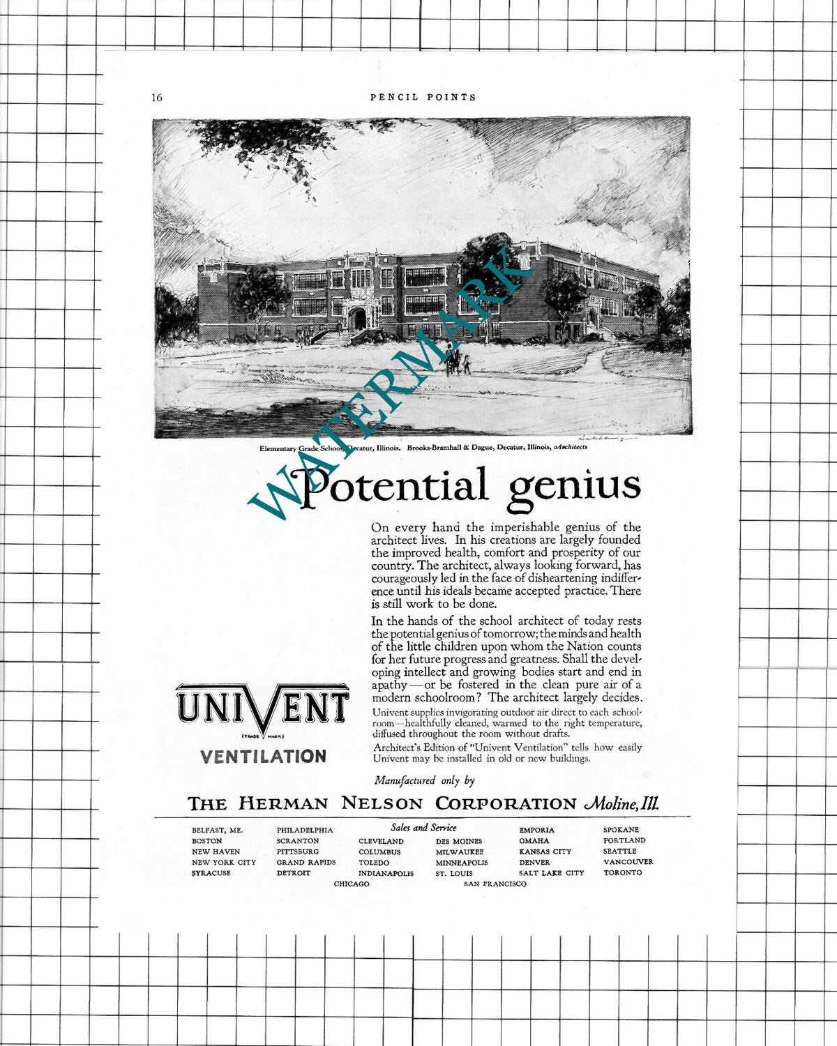 Elementary Grade School Decatur Illinois Brooks-Bramhall Dague - c. 1926 Advert
