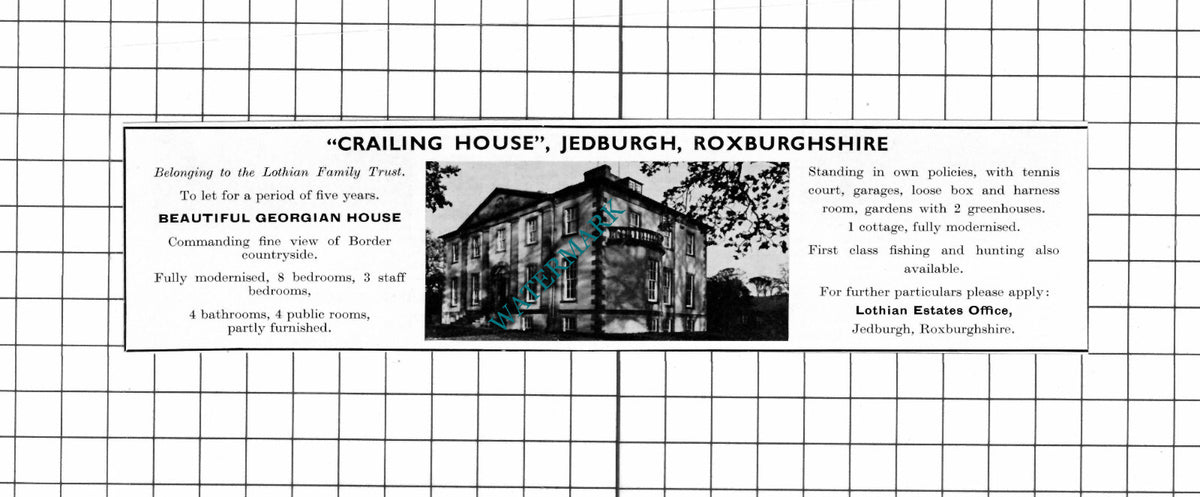 Crailing House Jedburgh Roxburghshire House Advert - 1967 Clipping