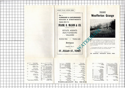 Tenby Wales Folded Street Map   - 1936 Pullout Map