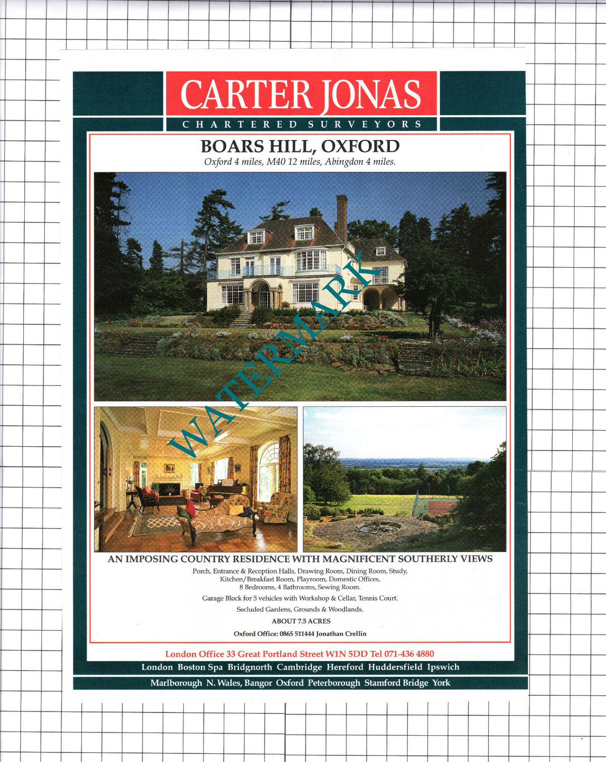 Boars Hill Oxford House Sale Advert - 1991 Clipping / Print