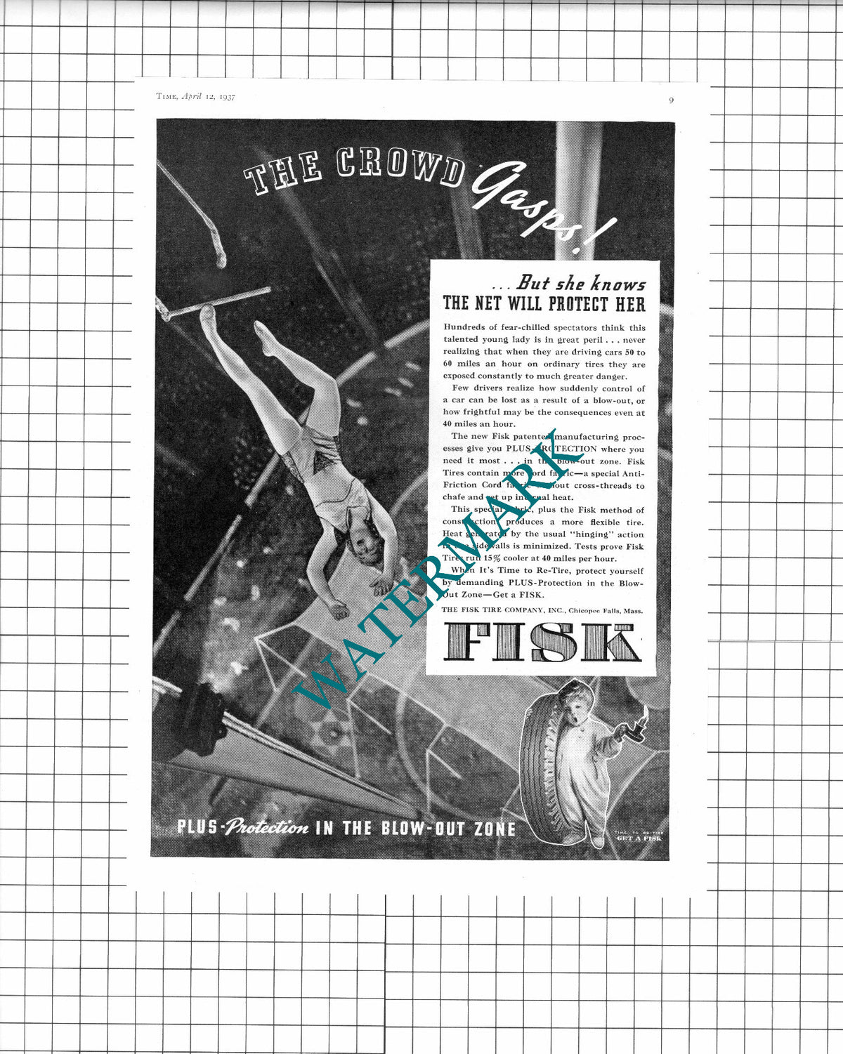 The Fisk Tire Company In Chicopee Falls USA Advert - 1937 Clipping / Print
