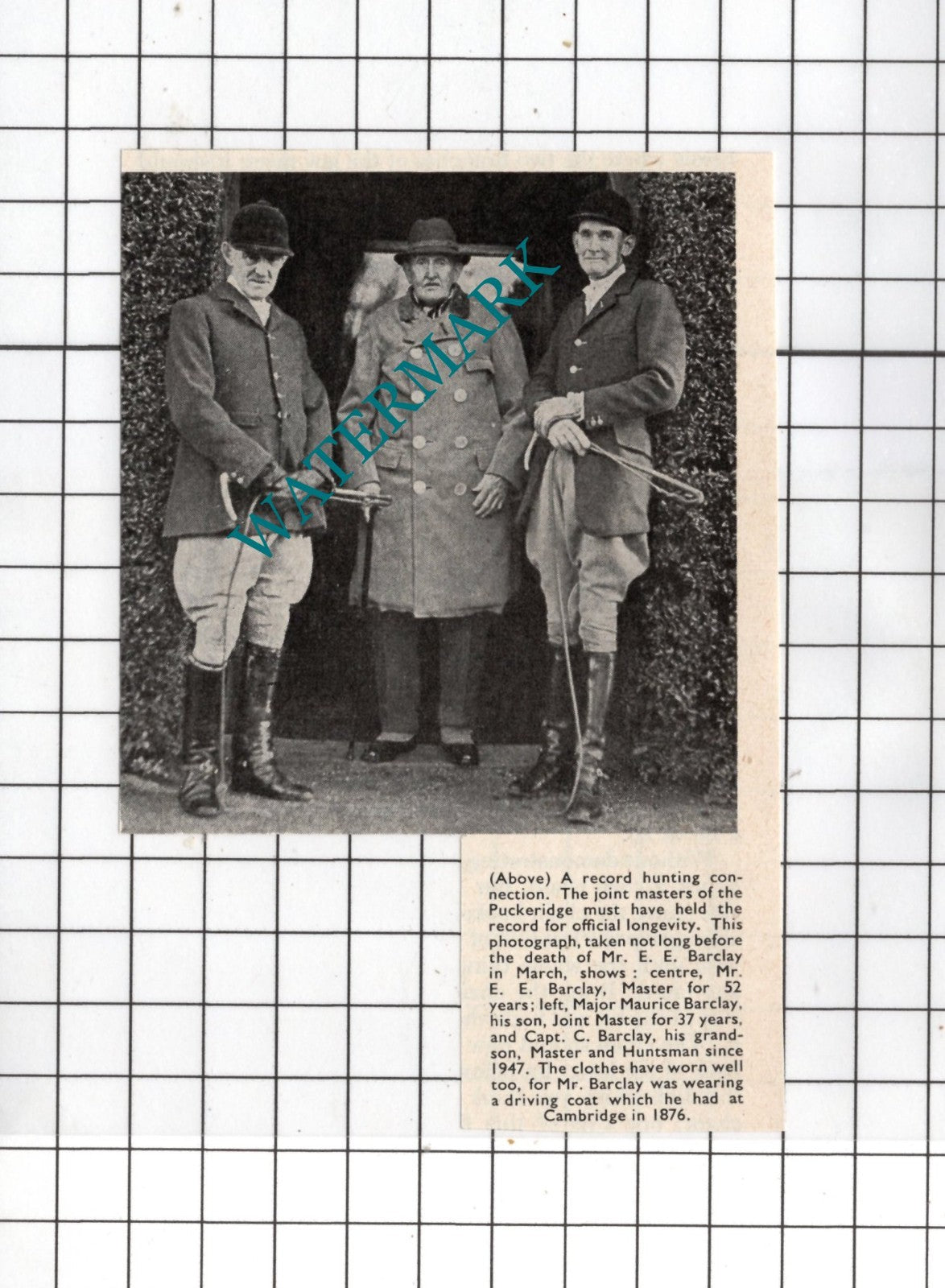 Puckeridge Hunt Mr E E Barclay Major Maurice Barclay - 1948  Clipping