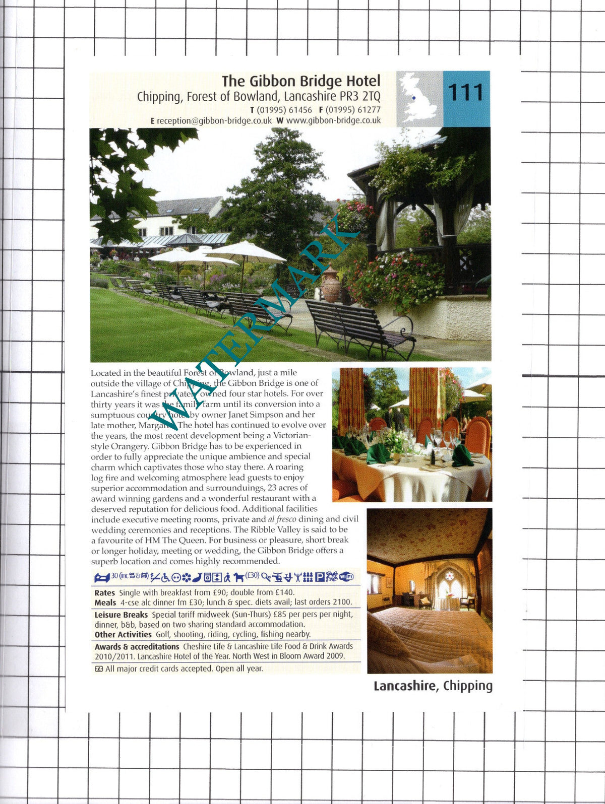The Gibbon Bridge Hotel Chipping / Chadwick Hotel Lytham St Annes  - 2011 Advert
