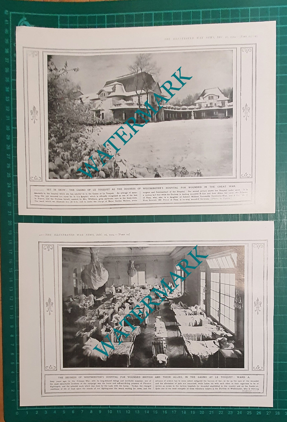 Duchess Of Westminster Hospital  WW1 Casino Le Touquet   - 1914 2-Part Clipping
