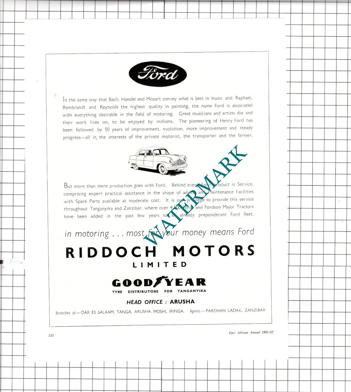 Riddoch Motors Ltd Arusha East Africa  -  1951 Advert