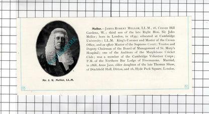 James Robert Mellor London / Herbert Francis Manisty London -  c.1905 Clipping