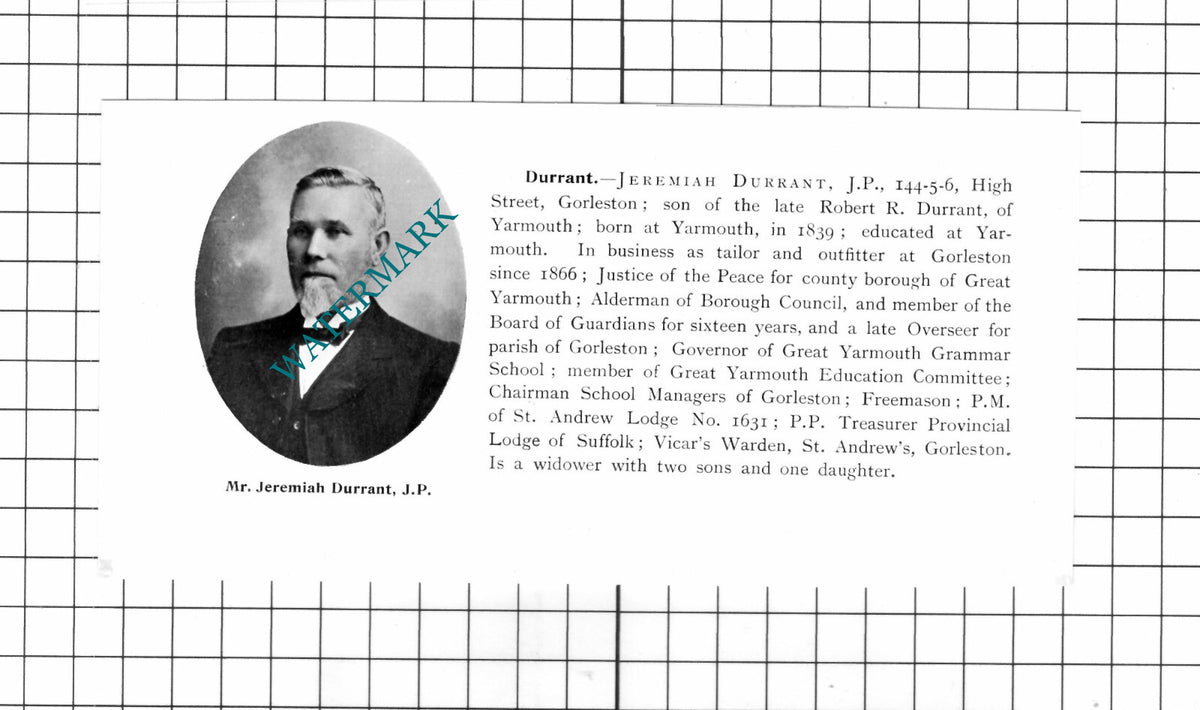Jeremiah Durrant Gorleston / Justin Reginald Egerton Rushmere - 1911 Clipping