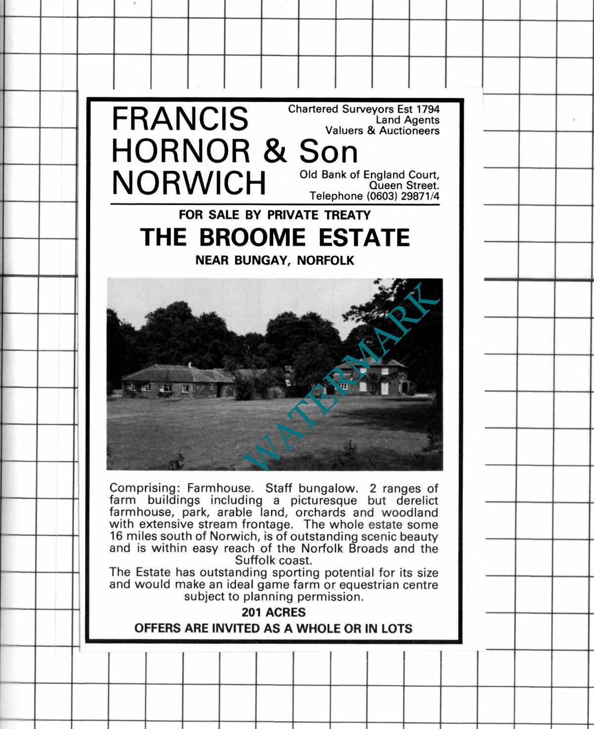 The Broome Estate Bungay Norfolk  Sale Advert - 1980 Clipping / Print