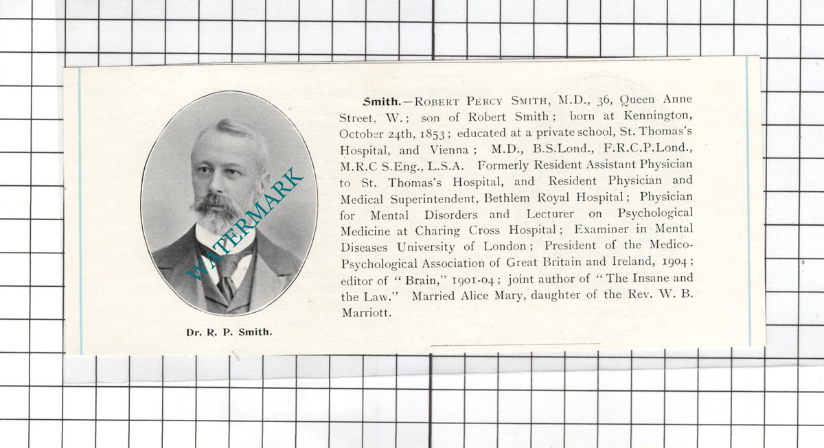 Dr Robert Percy Smith Kennington - c.1910 Cutting