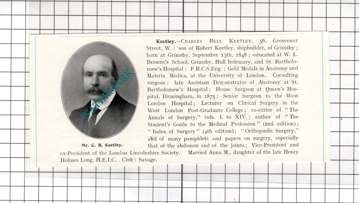 Charles Bell Keetley Grimsby / Jonathan Hutchinson Senior Selby   c.1910 Cutting