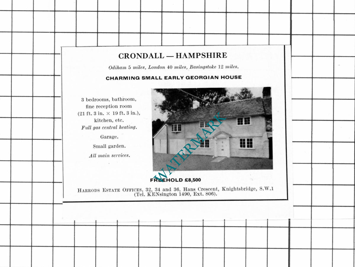 Crondall Hampshire SMALL House Sale Advert - 1967 Cutting