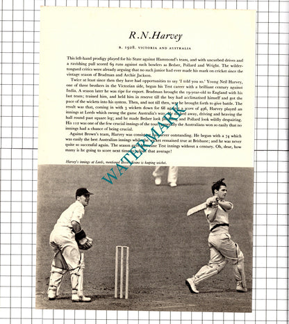 C L Walcott Cricketer / R N Harvey Neil Harvey Cricket - 1952 Book Print