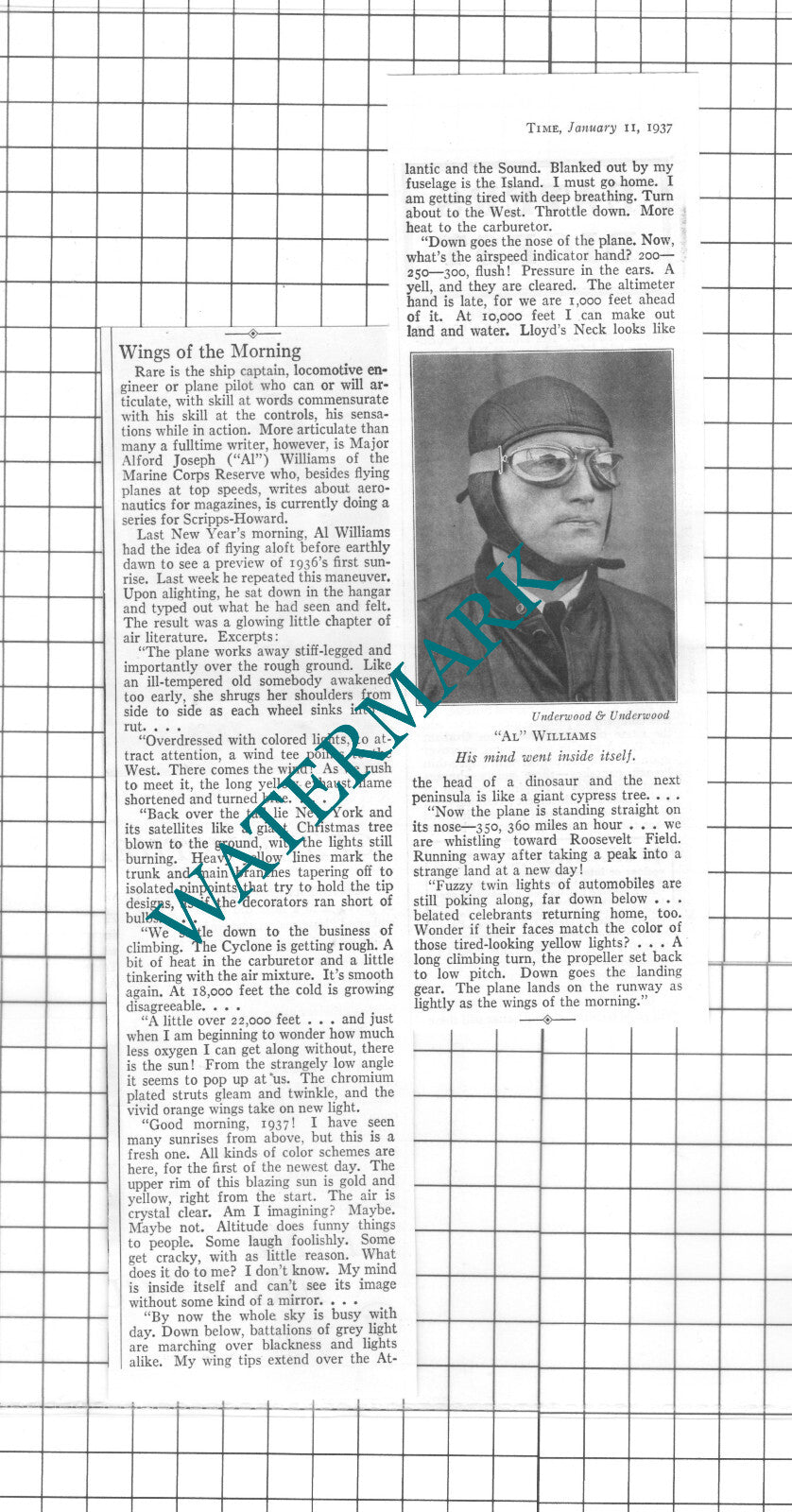 Major Alford Joseph Al Williams Marine Corps Reserve - 1937 Clipping / Print