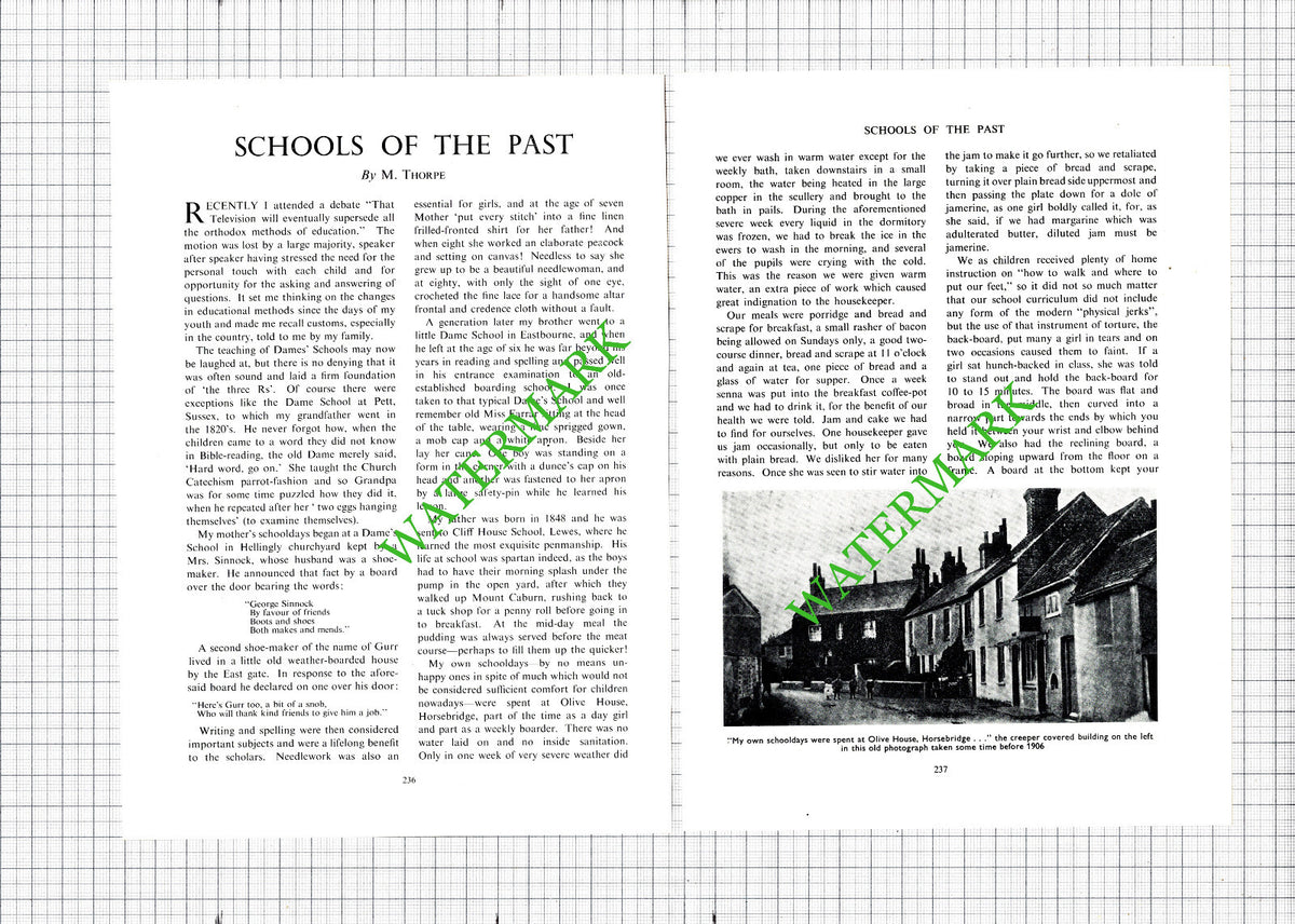 M Thorpe Olive House Horsebridge Sussex School - 1955 Article